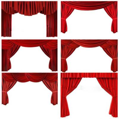 China Custom Ready Made Electric Blackout Velvet Fireproof Stage Theater Curtains for sale