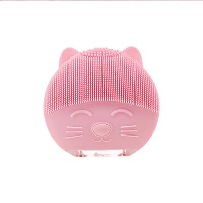 China Acne Treatment Cat Shape Silicone Facial Cleanser Sweep Sonic Electric Face Massage Silicone Facial Cleanse for sale