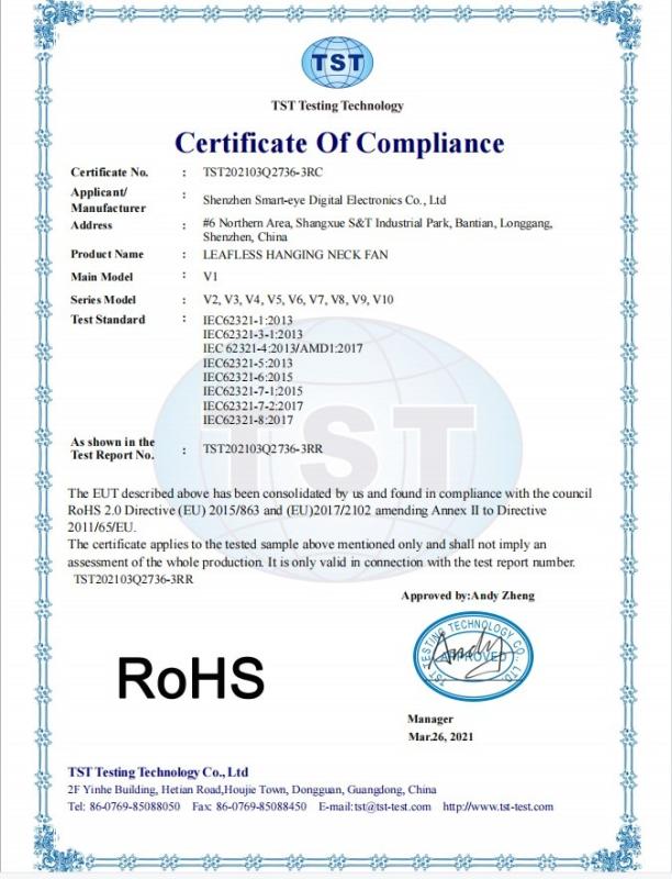 RoHS - Shenzhen Smarteye Digital Electronics Co., Ltd.