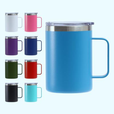 China Customized Viable 16oz Double Wall Vacuum Stainless Steel BPA Camping Powder Coated Handle Water Bottle Travel Insulated Coffee Mug for sale