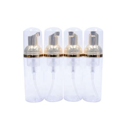 China High End Hand Soap Bottom Bottom Hand Soap 50ml Foam Lotion Pump Bottle 50ml Moq Gold Clear Gold Foamer Pump Bottle for sale