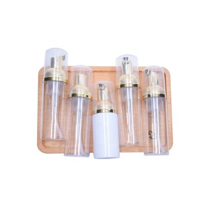 China Free Sample Gold 50ml PET Clear Foam Hand Soap Pump Bottle Empty Foam Pump Bottle For Hand Soap Cleaning for sale