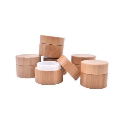 China Biodegradable Wholesale Container Lip Balm Container Lid 15g 20g Empty Bamboo Bamboo Cosmetic Cream Jar for sale