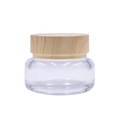 China Cosmetic Lotion Containers Cream Jar , Luxury Empty Clear Cosmetic Jar 50g Glass Cream for sale