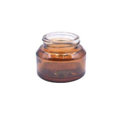 China High Quality Skin Care Gel OEM ODM Cosmetics Packing Amber Glass Jar, Empty Cream Jar 50ml 50g Amber Glass Jar With Lid for sale