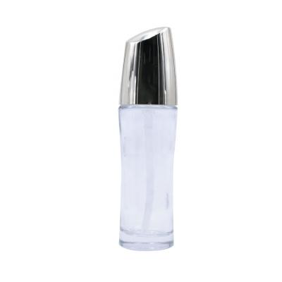 China Cosmetic Packaging 40ml Empty Clear Stock Lotion Cream Pump Essential Glass Bottle With Gold Pump for sale