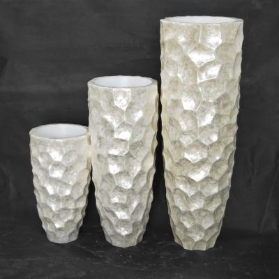 China White Sea Shell Planters Mother Of Pearl CLASSIC Floor Shell Vase For Hotel Decoration for sale