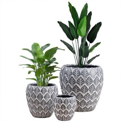 China Pastoral Garden Supplies Single Relief Vase Large Concrete Cement Pot Plant Planter Outdoor Flower Pot for sale