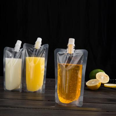 China Customized printing transparent drinking doypack bag moisture proof spout stand up pouch for juice for sale