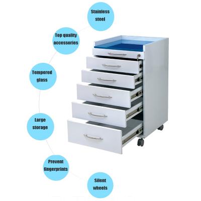 China Factory Price Stainless Steel Cabinet Dental Mobile Medical Instrument Mobile Trolley with Drawer and Silent Wheels for sale