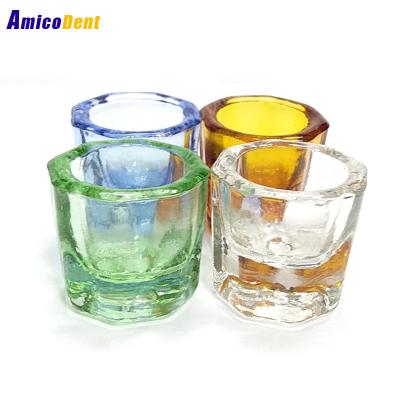 China Factory Price Multi-colored Good Quality Autoclavable Crystal Octagonal Dappen Dish Small Dental Glass Mixing Cup for sale