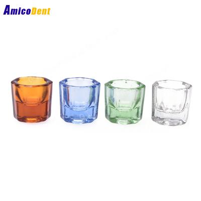 China 12 Pcs Small Dose Autoclavable Mixing Bowl Crystal Octagonal Glass Dappen Dish Supply Dental Instruments for sale