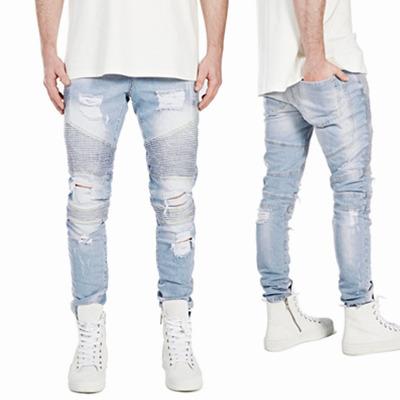 China NEW Wholesale Custom Dropshiping China OEM Manufacturers Distressed Custom Skinny Ripped Jeans Mens Denim Biker 019 for sale