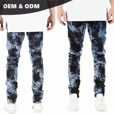 China OEMcustom manufacterguangzhou designer authentic denim men's wholesale authentic men's fancy biker no name jeans ripped unbranded 256 ripped skinny jeans for sale