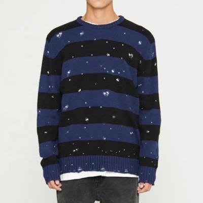 China Fashion New OEM Quality New Design Your Own Knitted Sweater Street Wear Distressed Vintage For Knitting Sweater Men for sale