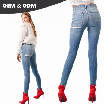 China Color Fade Proof Hot Color Fade Proof New OEM Design Style Clothing Factory Women Lower American Tour Distressed Mom Jeans 008 for sale