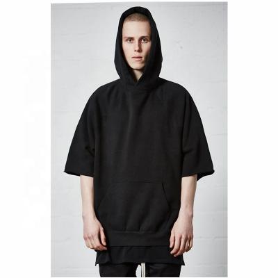 China Plus size plus size high quality custom made streetwear made dropshipping single sleeve half sleeve hoodie men for sale