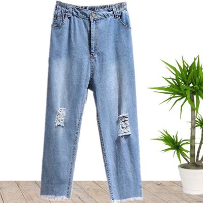 China Shopify supply breathable 2021 newcomer plus size jeans pants for women wholesale china for sale