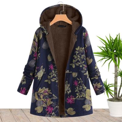 China Wholesale Anti Shrink Size S 5XL Plus Size Floral Long Sleeve Winter Ditch Coat Jackets For Women 2021 for sale