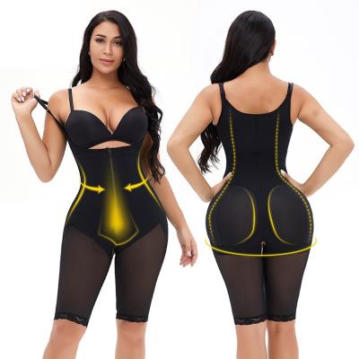 China New style breathable sling lengthened hips in one piece belly- European and American zipper plus size breasted corset for sale