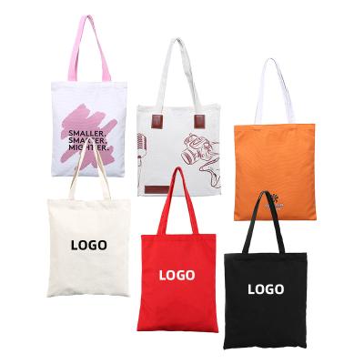 China Free Sample White Handled Tote Canvas Eco Friendly Shopping Tote Bag With Pouch for sale