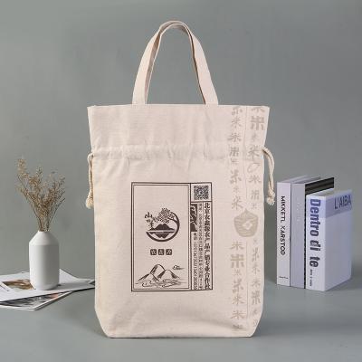 China Handled Free Sample Zipper Wrapping Shopping Bag Cotton Canvas Foldable Tote Burlap Custom Shopping Drawstring Bag for sale