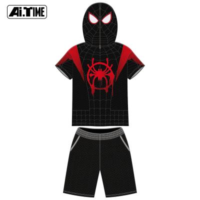 China Carnival Costume Carnival Party Outing Boy Kid With Hooded Hat Spider Costume Performance Costume for sale