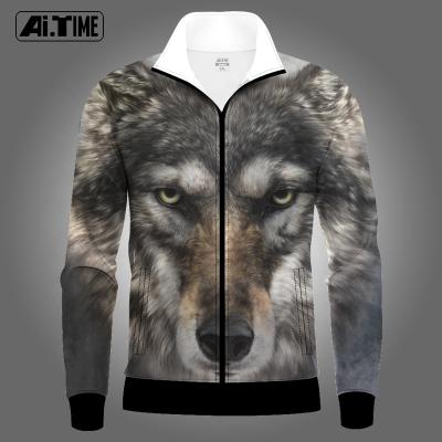 China Wholesale custom QUICK DRY jacket 3D printing cool wolf jacket spring and autumn casual men and women baseball uniforms youth studen for sale