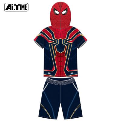 China Cosplay Party Christmas Spiderman Performance Boy Kids Performance Hooded Costume for sale