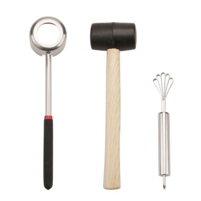 China Viable Kitchen Fruit Coconut Tool Stainless Steel Coconut Opener Hammer and Scraper Coconut Opener Tool Kit for sale