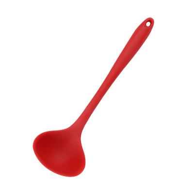 China Viable Kitchen Silicone Soup Spoon Multifunctional Heat Resistant Handle Long Round Main Silicone Soup Spoon for Cooking for sale