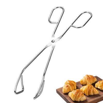 China Durable Korean Stainless Steel Salad Scissors Tong Practical Bread BBQ Clip Food Tongs Anti-scald Food Clamp for Kitchen Home Buffet for sale