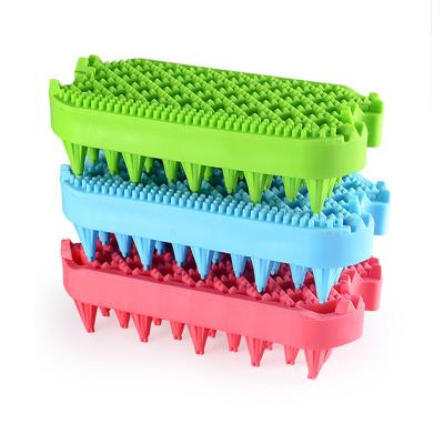 China Viable 2 in 1 Dog Shower Brush Silicone Pet Shampoo Massage Pet Hair Remover Soft Cleaning Brush for sale