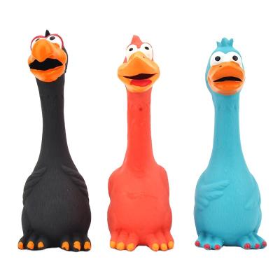 China Viable Soft Latex Rubber Unhappy Crying Bite The Aggressive Teeth Chicken Duck Pet Dog Toys For Chewers for sale