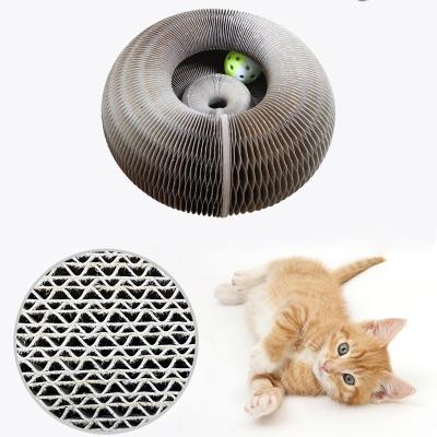 China Wholesale Viable Toy Durable Cat Scratching Cat Scratcher Wrinkled Interactivecardboard With Ball for sale