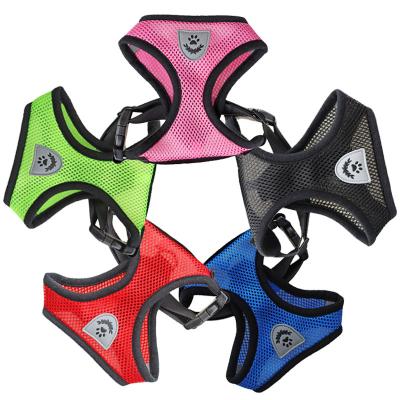 China Custom Adjustable Dog Harness Reflective Design Mesh Pet Harness Reversible Dog Vest Polyester Polyester Dog Harness for sale