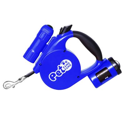 China Fast Version 5m Automatic Rope Advance Heavy Duty Retractable Pet Dog Leash With Led Poop Bag Light Box for sale