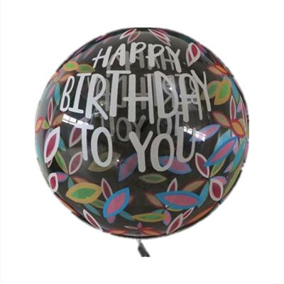 China Decoration Happy Birthday Words Printed Clear Bubble Balloon Bobo Balloon For Birthday Party Decor New Product 2021 à venda