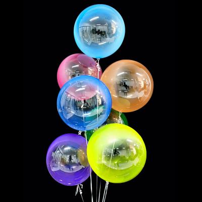 China Donut Design Clear Gradient Colorful Bubble Balloon 18inch Pre Stretched Transparent Bobo Balloon Donut Balloon For Party Decoration for sale