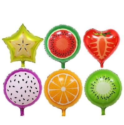 China Fruit Design Orange Carambola Strawberry Pitaya Dragon Fruit Watermelon 18 Inch Round Kiwi Foil Balloon For Birthday Party Decor for sale