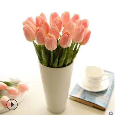 China Fake PU Flower Arrangement Bouquet in Contemporary Real Touch Artificial Tulips for Home Office Wedding Party Decoration DIY for sale