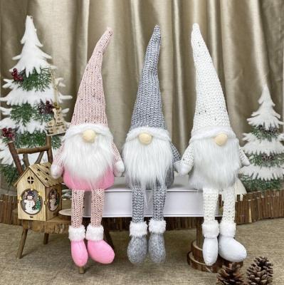 China Adorable Plush Christmas Ornaments Small Leg Long Leg Old Man Santa Claus Doll Plush Hanging Decorations Gnome Faceless Doll for sale