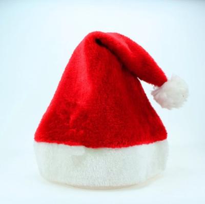 China Classic Plush Brim Christmas Santa Hats With Red Velvet And Plush Trim Comfort Thicken Christmas Hat For Unisex Adults Kids for sale