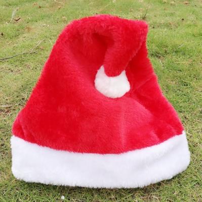 Chine Red and White Christmas Hat Kids Santa Claus Hat Soft Plush Brim Santa Caps and Ultra Thick Top Adult à vendre