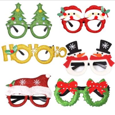 Cina Glitter Fabric Christmas Glass Frame Party Eyepacks Kids Cute Xmas Favors Decoration Costume Glasses in vendita