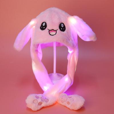 China Funny Glow in Motion Glowing COMMON and LED Plush Rabbit Hat Ear Moving Bunny Hat Cap for sale