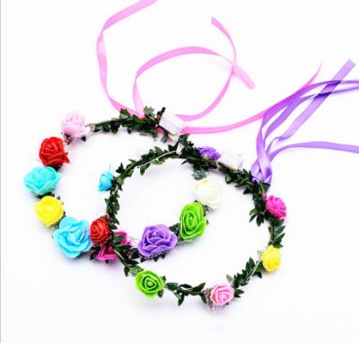 China Foam Wreath Light Luminous Glow Flower Wreath Flower Headband Garland Flower Garland Headpiece Floral Headpiece for sale