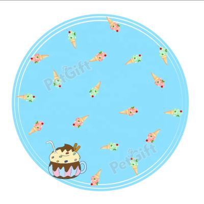 China Custom Printing Cooling Pet Round Ice Cooling Mat For Dogs And Cats Pet Cool Summer Ice Cream Printing Dog Pad Gel Cooling Pads for sale