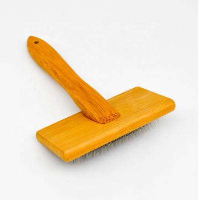 China Viable Dog Pin Brush Dog and Cat Grooming Brush with Bamboo Handle for All Dog Cats for sale