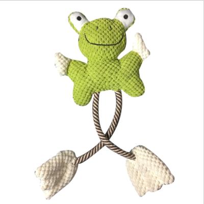 China Toy Dog Interactive Squeaky Floppy Frog Pet Stuffed Toy Viable Chew Rope Training Toys For Dogs Puppies for sale